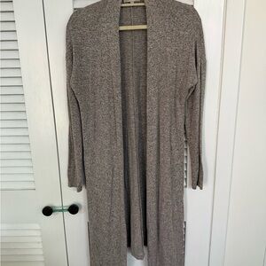 Joan Vass Heathered Gray Open Long Cardigan